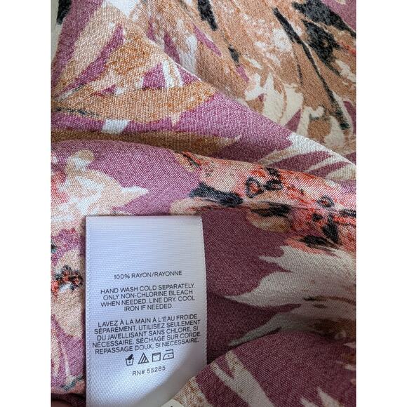 Express Womens Floral Front Cutout Midi Wrap Dress Sz Small Burgundy Multi-Color - Picture 6 of 8